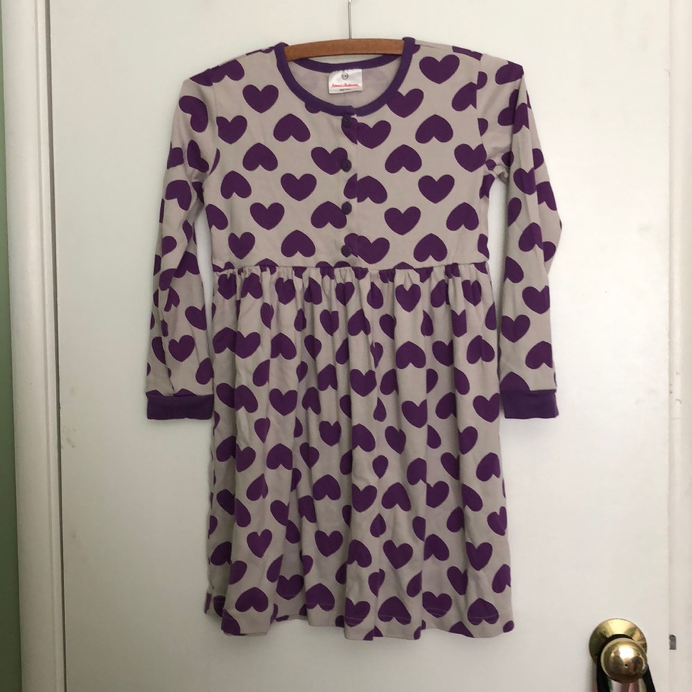 Hanna Andersson Purple Heart Long Sleeve Dress 130